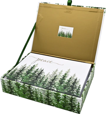 Deluxe Boxed Christmas Cards - Winter Evergreens