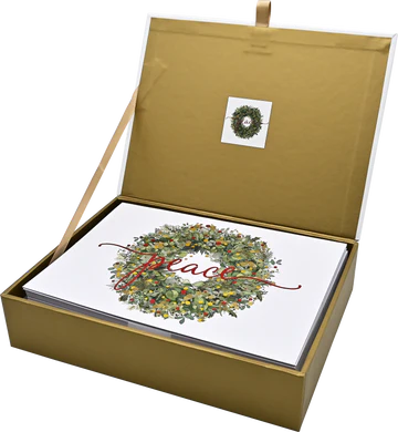 Deluxe Boxed Christmas Cards - Wreath Of Peace