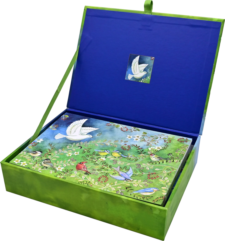 Deluxe Boxed Christmas Cards -  Birds and Holly