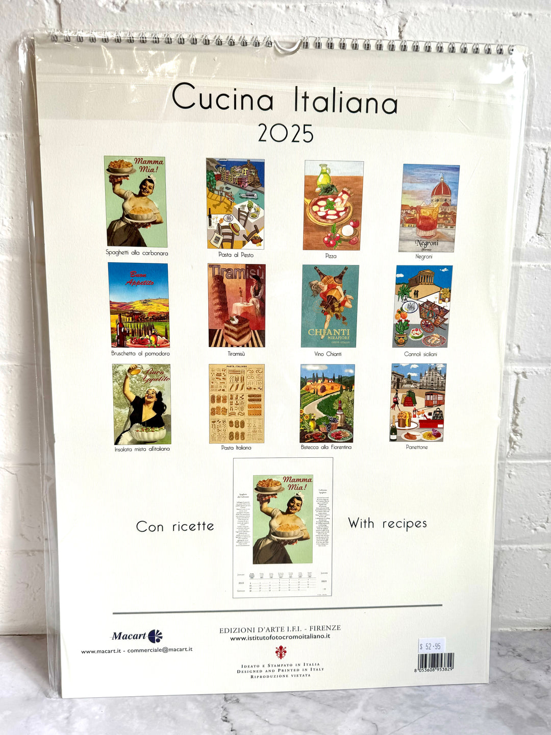 2025 Large Wall Calendar - Cucina Italiana