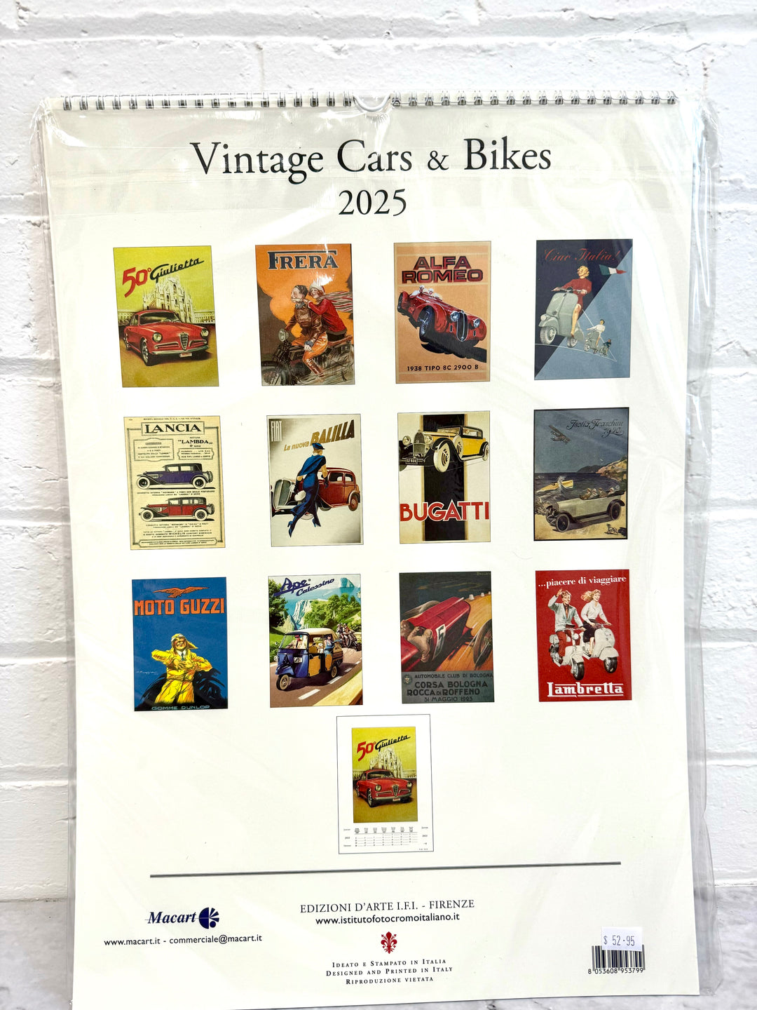 2025 Large Wall Calendar - Vintage Cars & Bikes