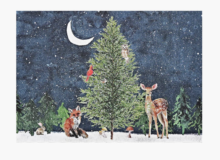 Deluxe Boxed Christmas Cards - Moonlit Forest Friends