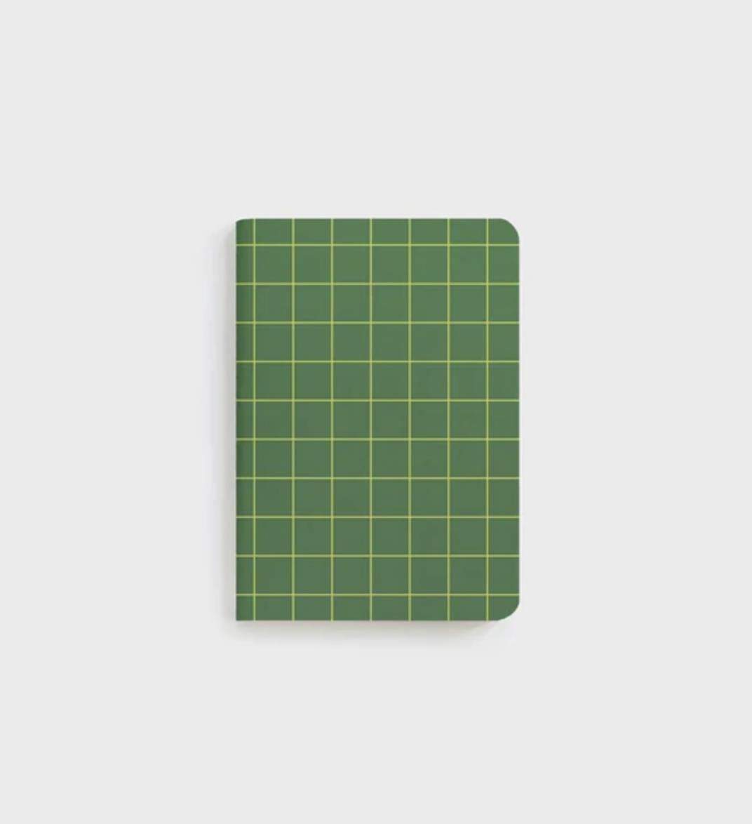 Pocket Notebook B7 - Green Grid