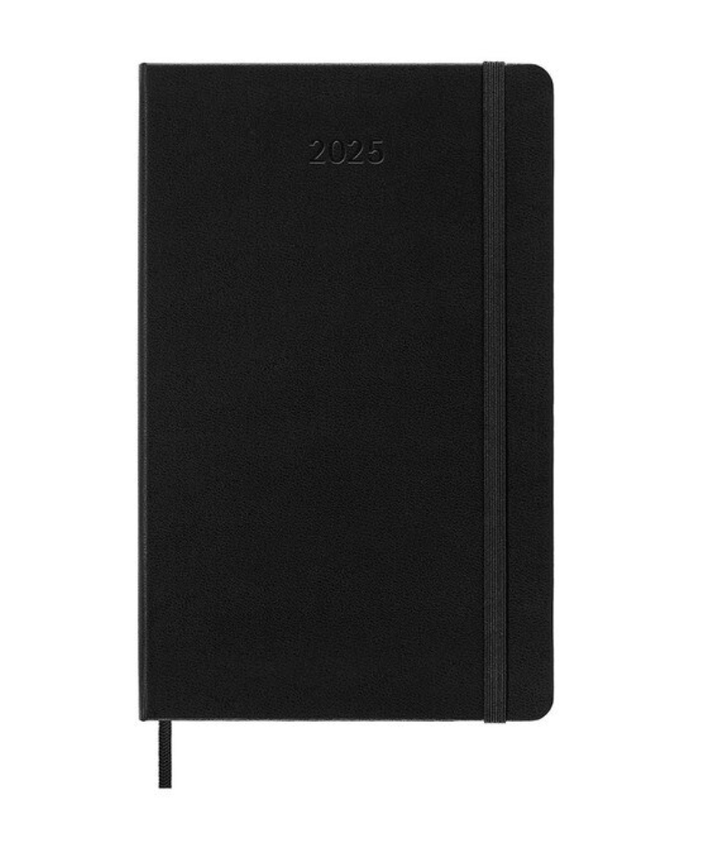 2025 Large Hard Cover Weekly Horizontal Diary - Black