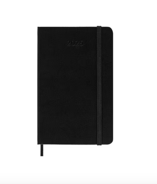 2025 Pocket Hard Cover Weekly Horizontal Diary - Black