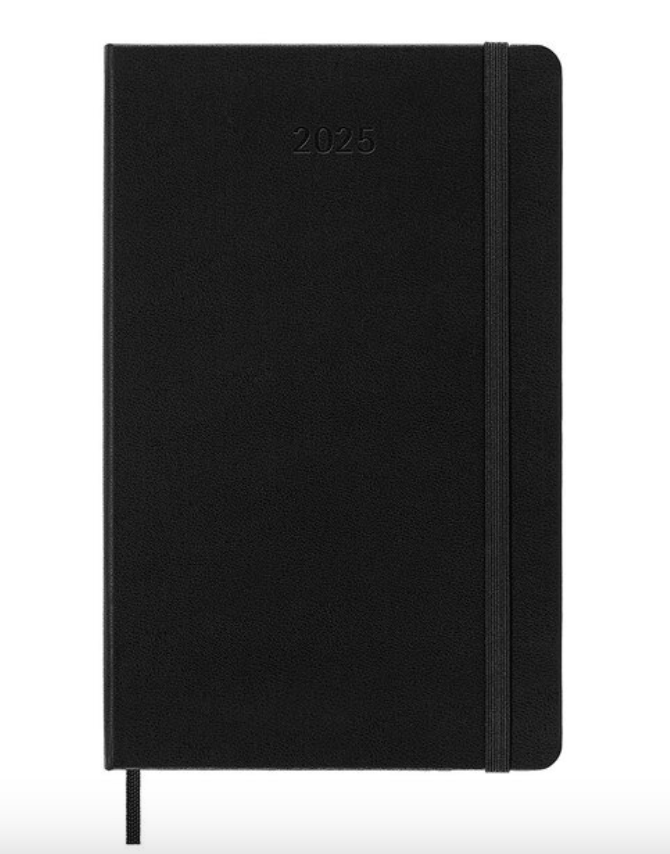 2025 Large Hard Cover Daily Diary - Black