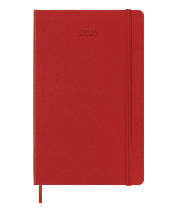 2025 Large Hard Cover Daily Diary - Scarlet Red