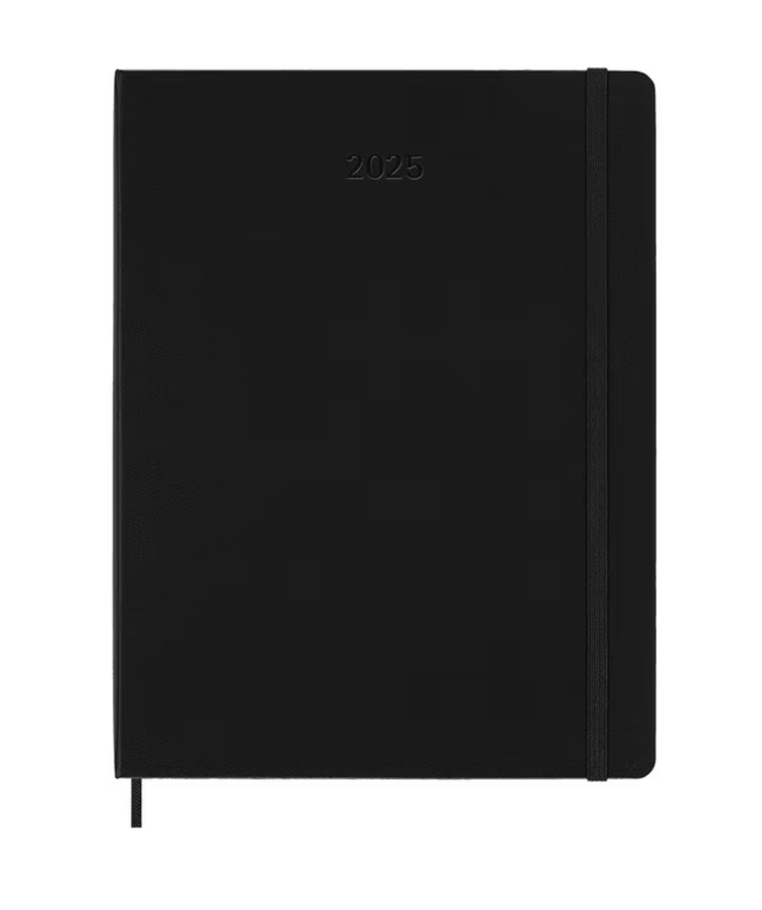 2025 Extra Large Hard Cover Weekly Diary - Black