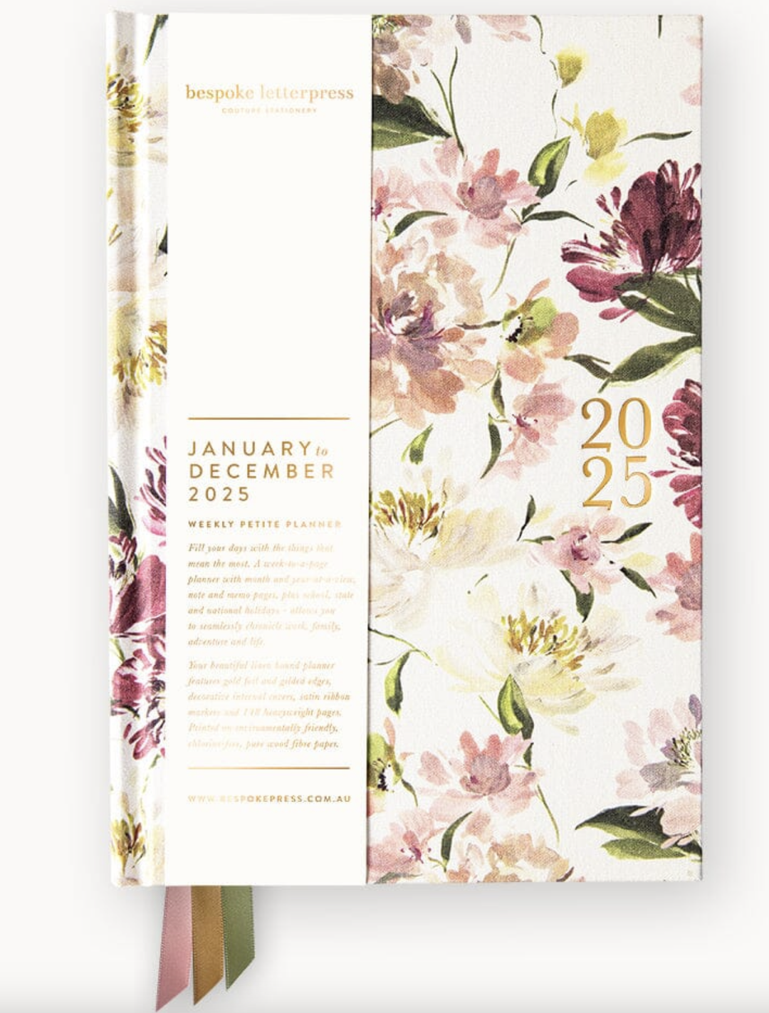 Bespoke 2025 Petite Linen Diary - Peony