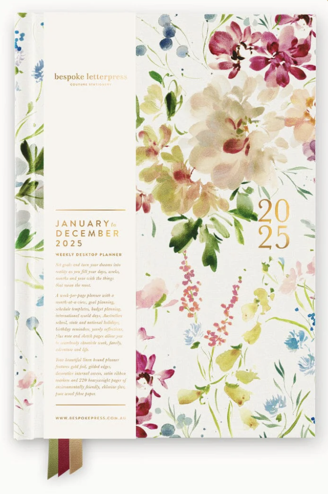 Bespoke 2025 Desktop Linen Diary - Spring