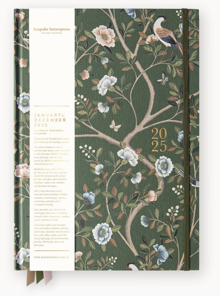 Bespoke 2025 Teachers Planner - Camellia