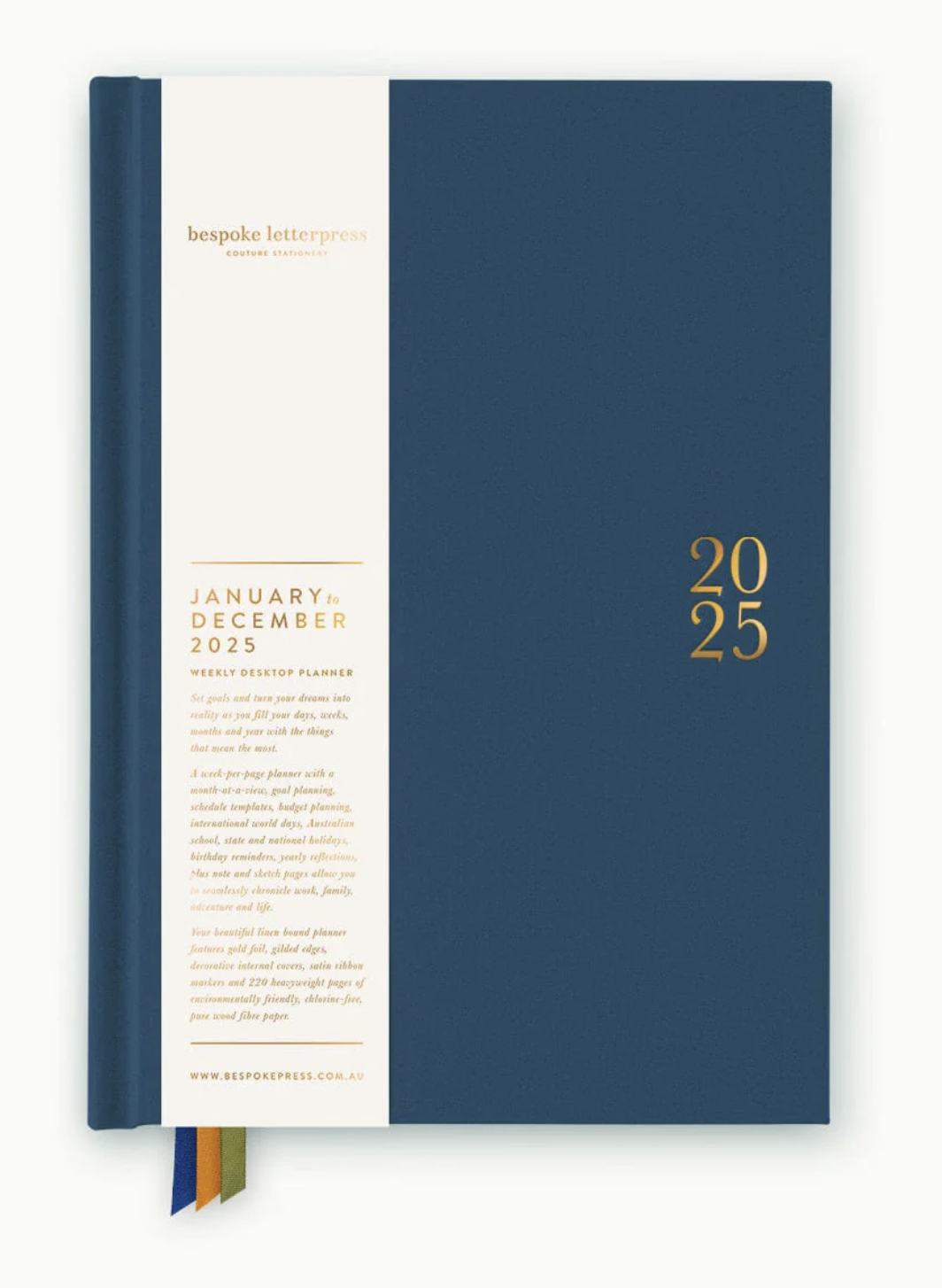 Bespoke 2025 Desktop Linen Diary - Liberty Blue