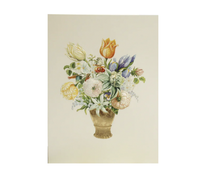 Paula Skene Card - Flowers in A Gold Vase