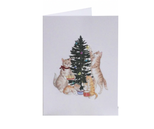 Paula Skene Card - Cats Decorating Christmas Tree