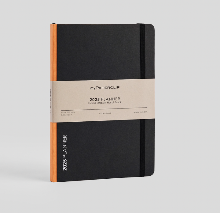 MyPaperclip 2025 Hard Cover Weekly Diary - Black & Orange