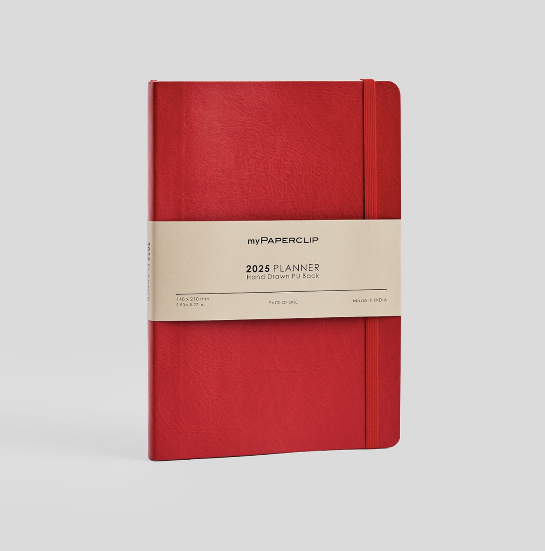 MyPaperclip 2025 PU Soft Cover Weekly Diary - Red