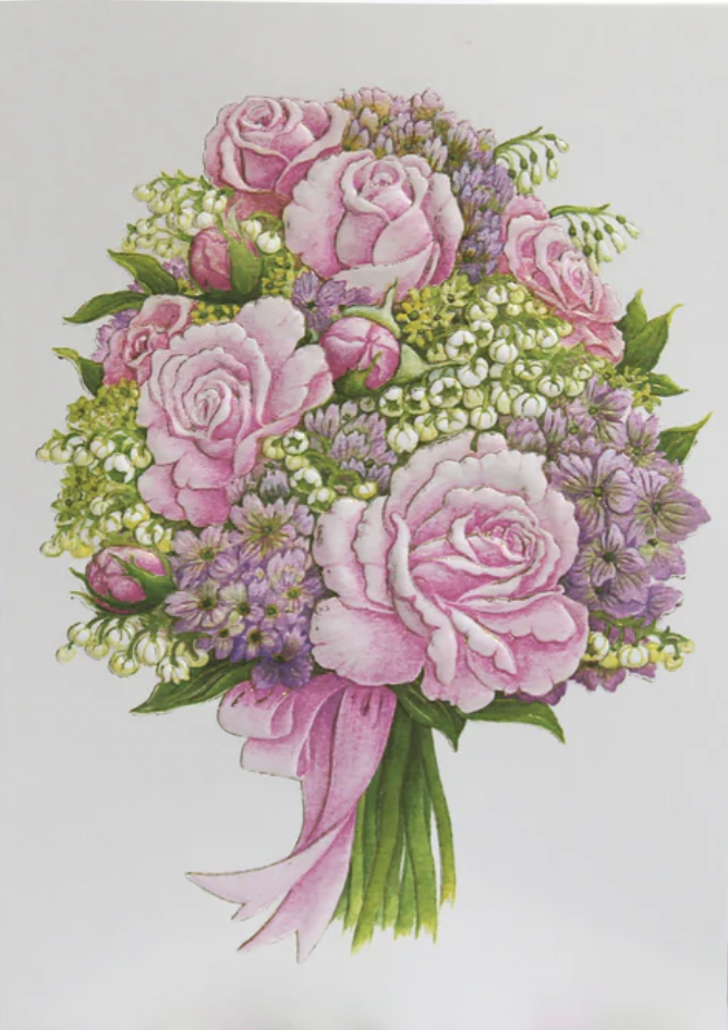 Paula Skene Card - Wedding - Rose Hydrangea