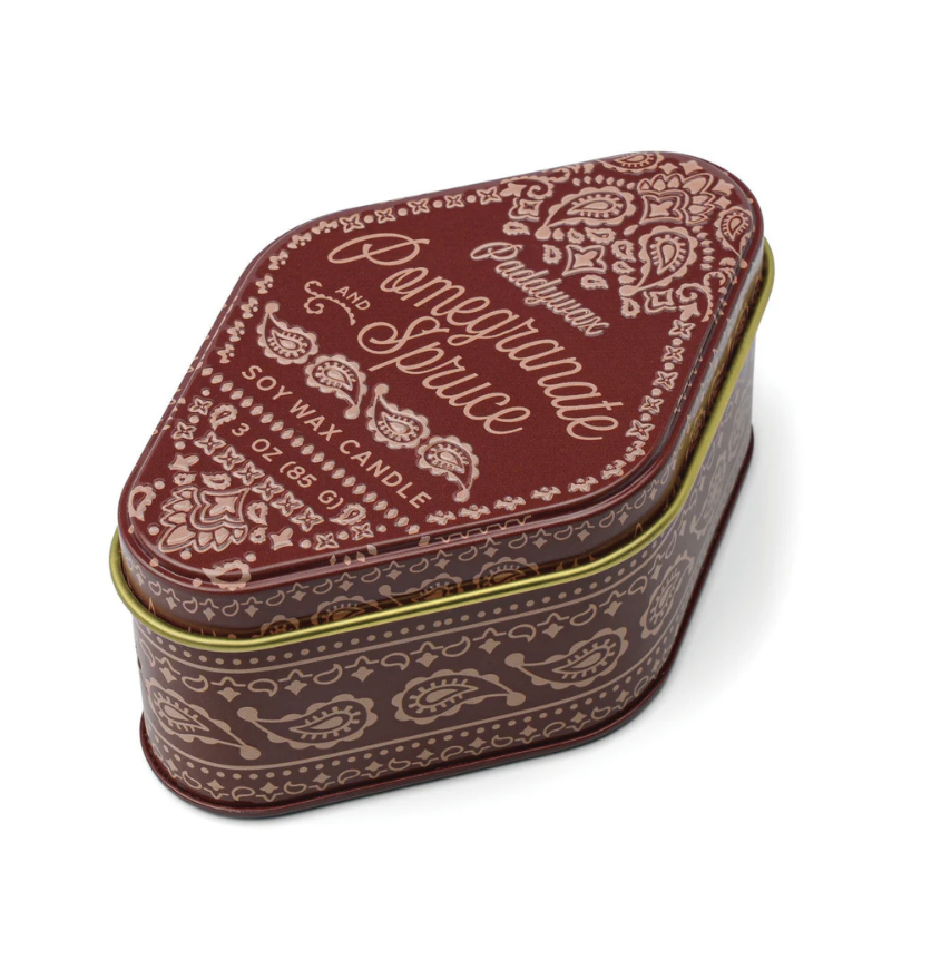 Station 3.5oz Printed Tin Candle - Pomegranate and Spruce