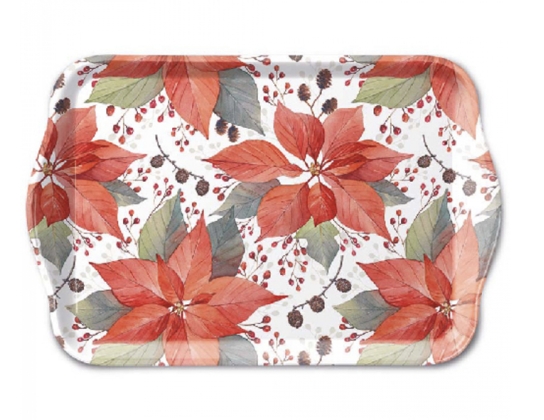 Small Melamine Tray - Poinsettia & Berries