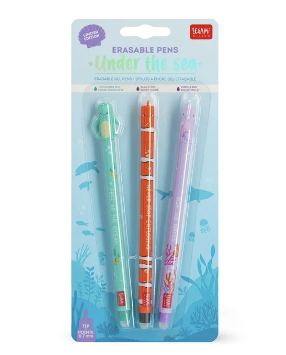 Legami Erasable Gel Pen Set of 3 - Under the Sea