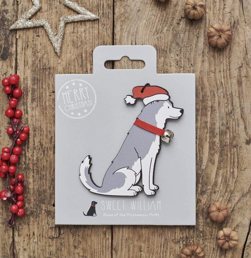 Sweet William Wooden Christmas Decoration - Husky