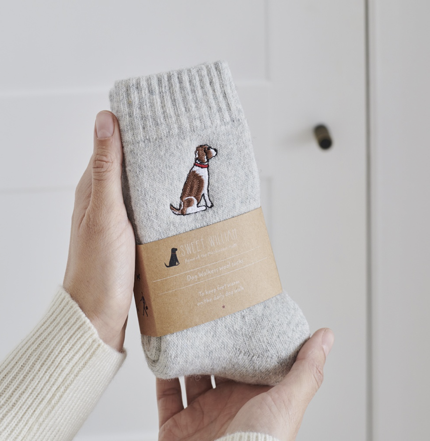 Sweet William Wool Socks - Springer Spaniel (Liver & White)