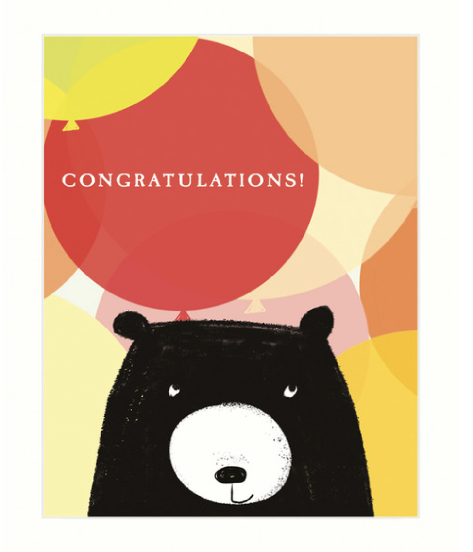 Bear Card - Congratulations Bear Balloons