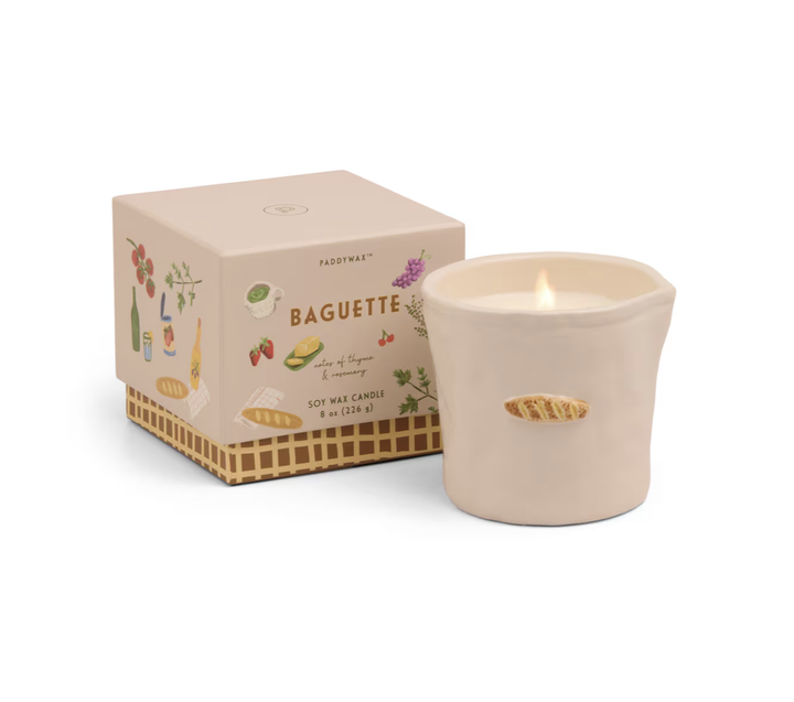 Bistro Ceramic Candle Bordeaux Baguette - Thyme & Rosemary