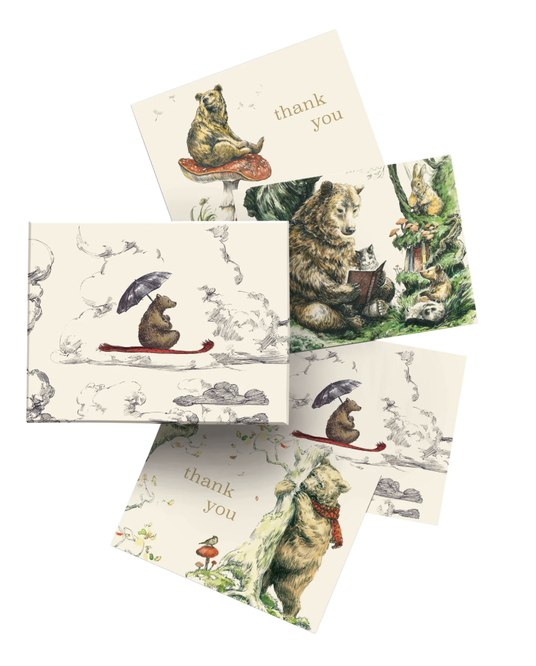 Roger La Borde Boxed Thank You Card - Flying Bear