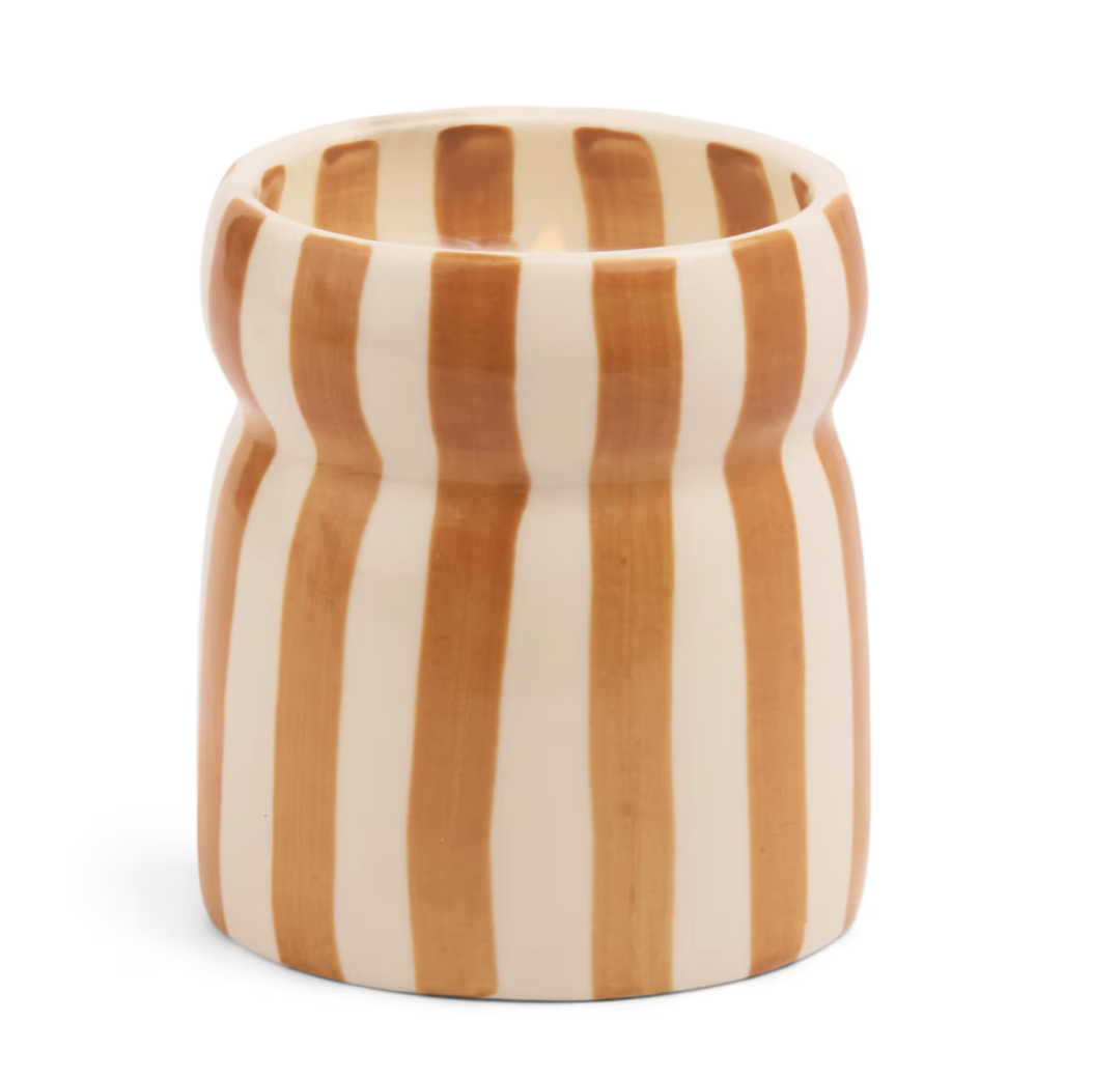 Cabana Rust Stripped Ceramic Candle - Sienna Sunset