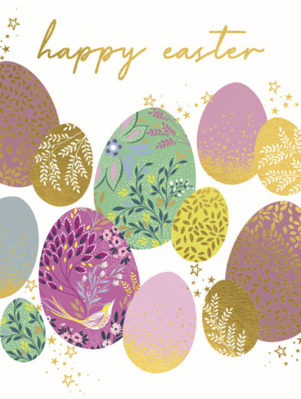 Sara Miller Card - White Floral Eggs