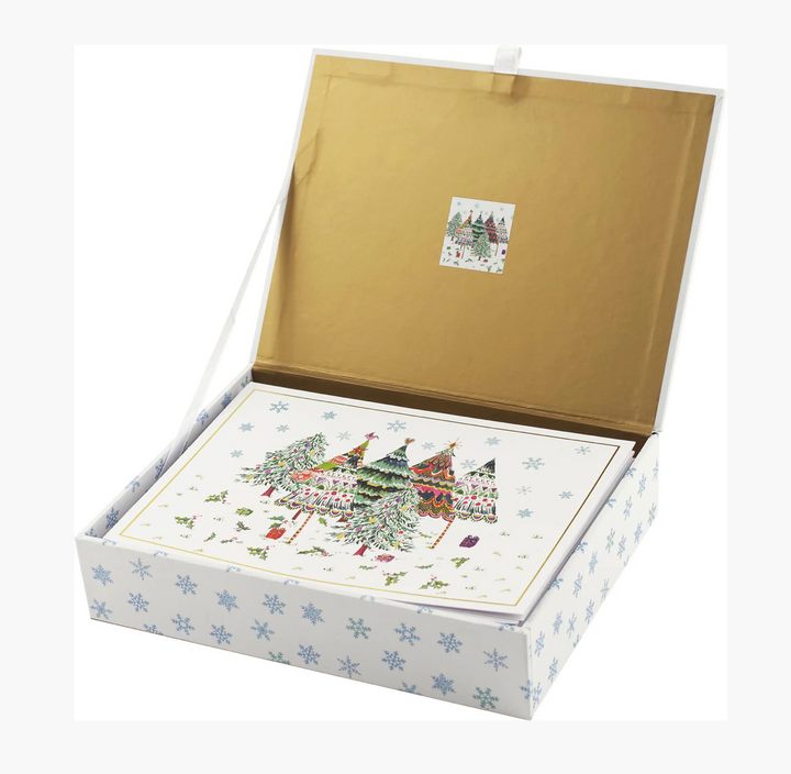 Deluxe Boxed Christmas Cards - Merry Evergreens