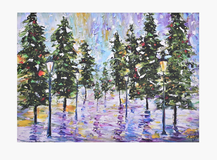 Deluxe Boxed Christmas Cards - Pines in Moonlight