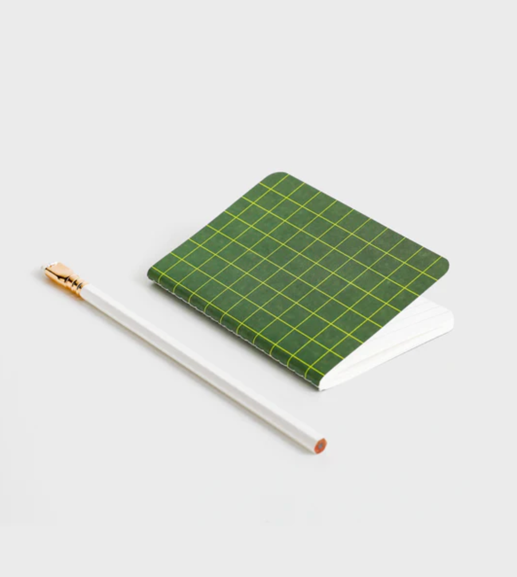 Pocket Notebook B7 - Green Grid