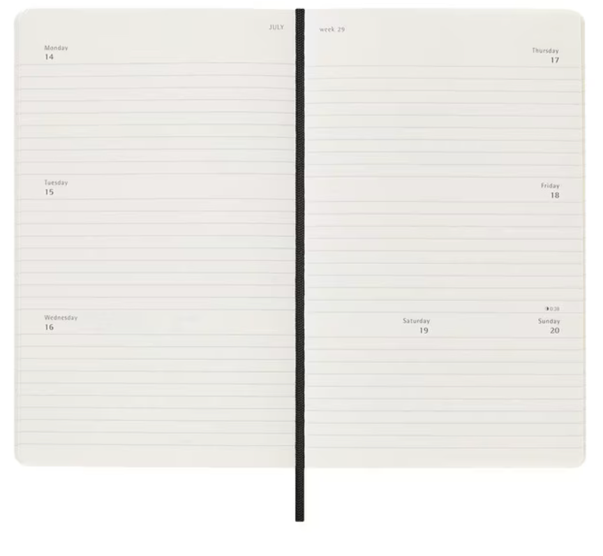 2025 Large Soft Cover Weekly Horizontal Diary - Black