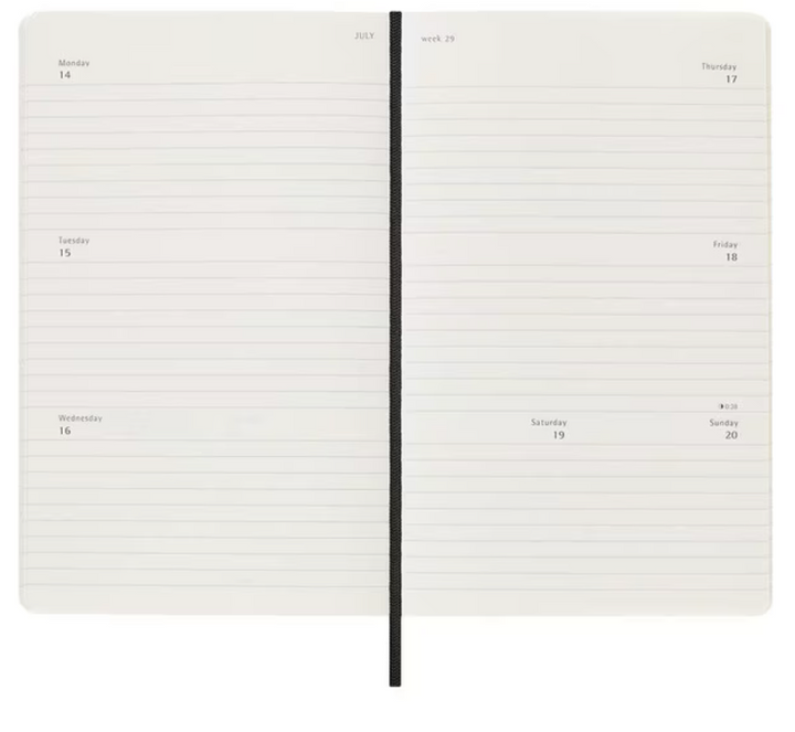 2025 Large Soft Cover Weekly Horizontal Diary - Black