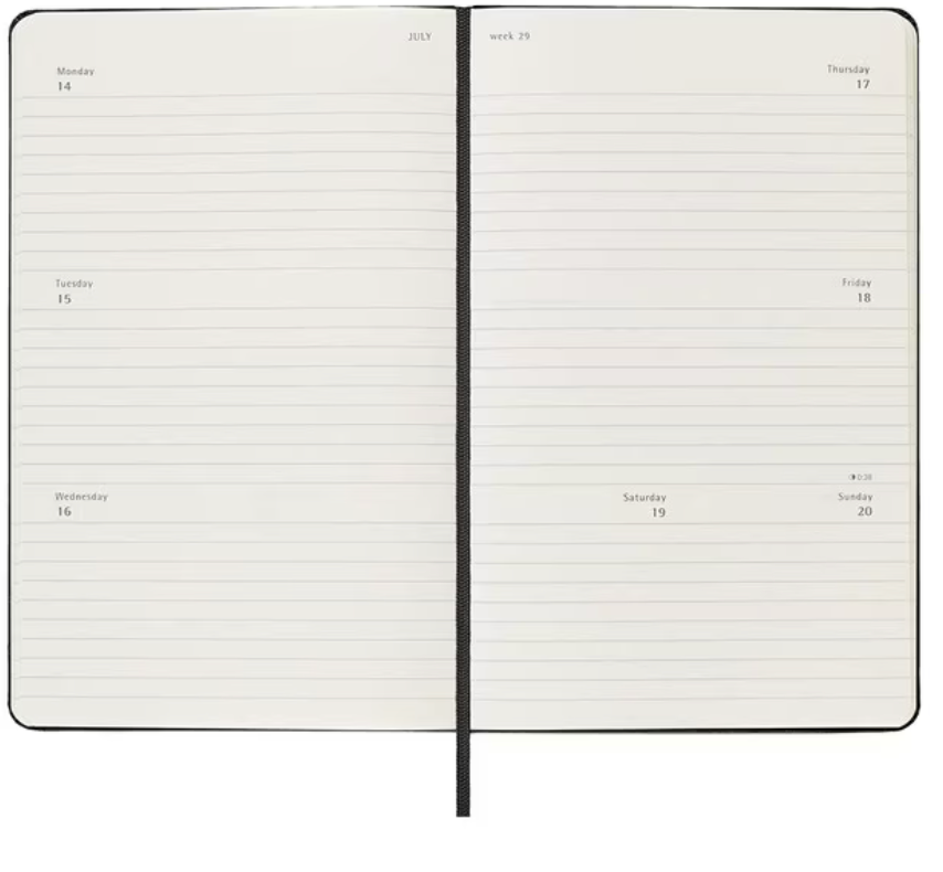 2025 Large Hard Cover Weekly Horizontal Diary - Black