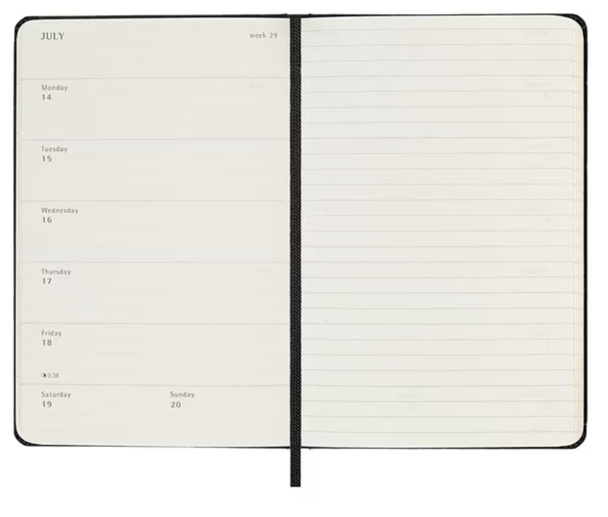 2025 Pocket Hard Cover Weekly Diary - Black