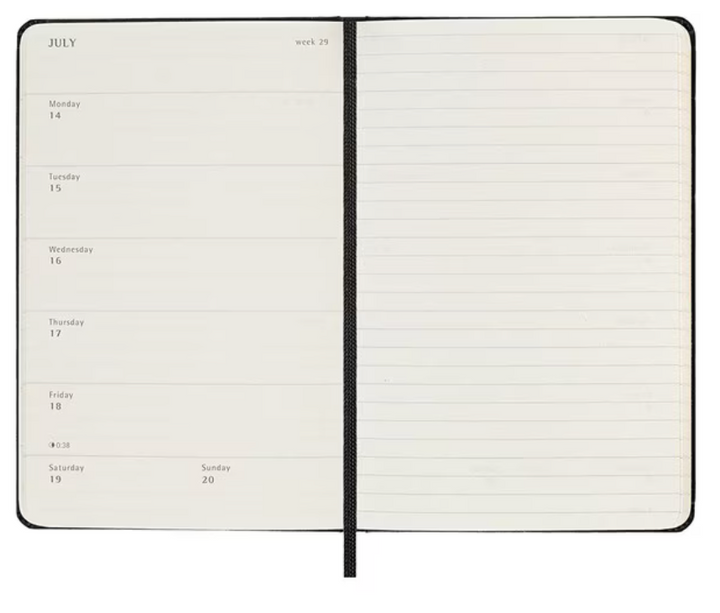 2025 Pocket Hard Cover Weekly Diary - Black