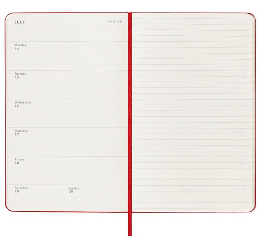 2025 Large Hard Cover Weekly Diary - Scarlet Red