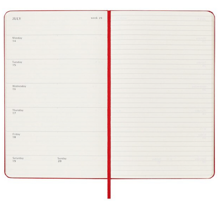 2025 Large Hard Cover Weekly Diary - Scarlet Red