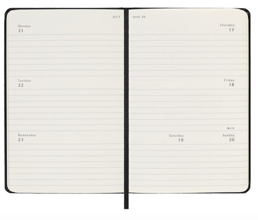 2025 Pocket Hard Cover Weekly Horizontal Diary - Black