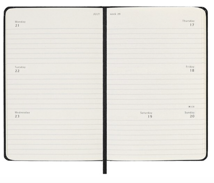 2025 Pocket Hard Cover Weekly Horizontal Diary - Black