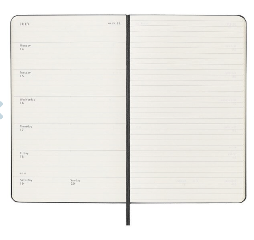 2025 Large Hard Cover Weekly Diary - Black