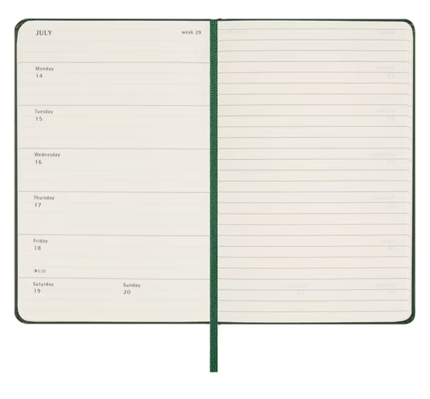 2025 Pocket Hard Cover Weekly Diary - Myrtle Green