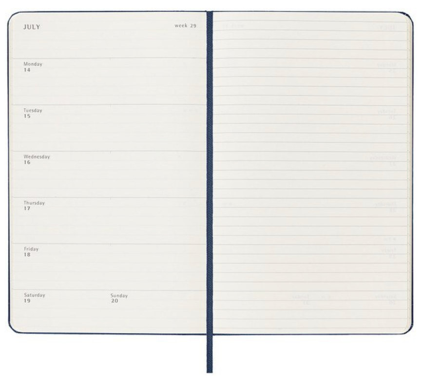 2025 Large Hard Cover Weekly Diary - Sapphire Blue