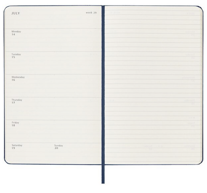 2025 Large Hard Cover Weekly Diary - Sapphire Blue