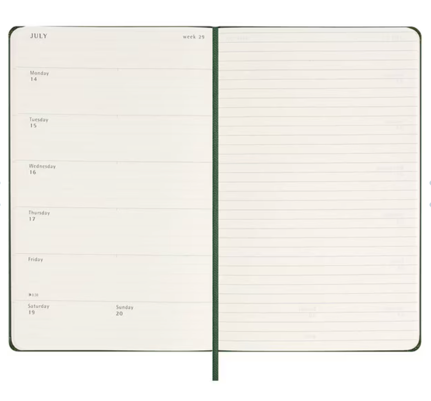 2025 Large Hard Cover Weekly Diary - Myrtle Green