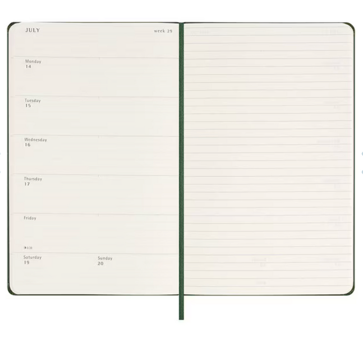 2025 Large Hard Cover Weekly Diary - Myrtle Green