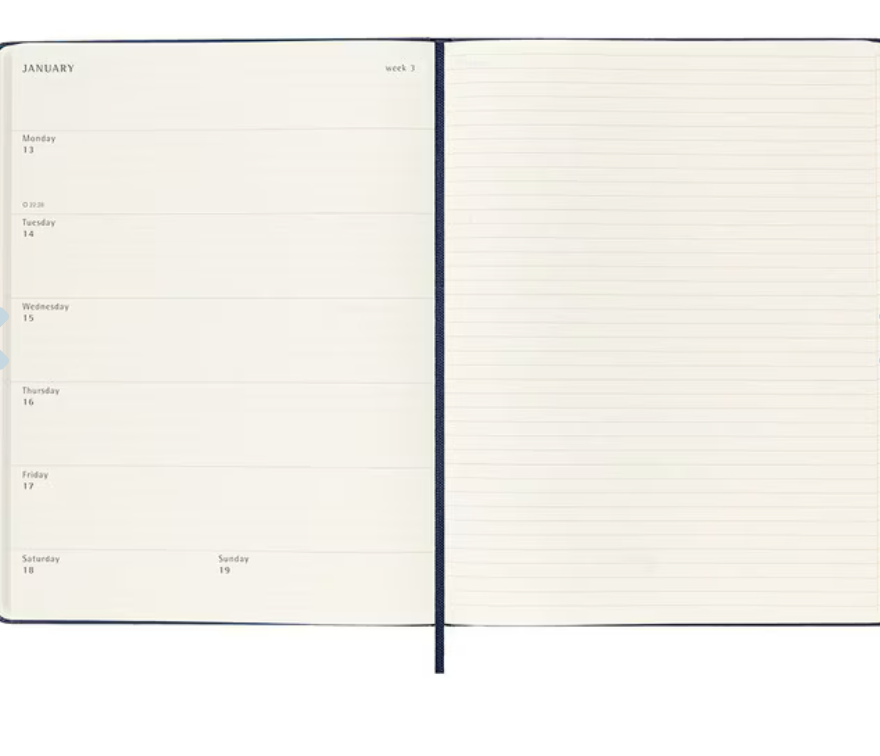 2025 Extra Large Hard Cover Weekly Diary - Sapphire Blue